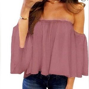 NWT Off Shoulder Mauve Blouse